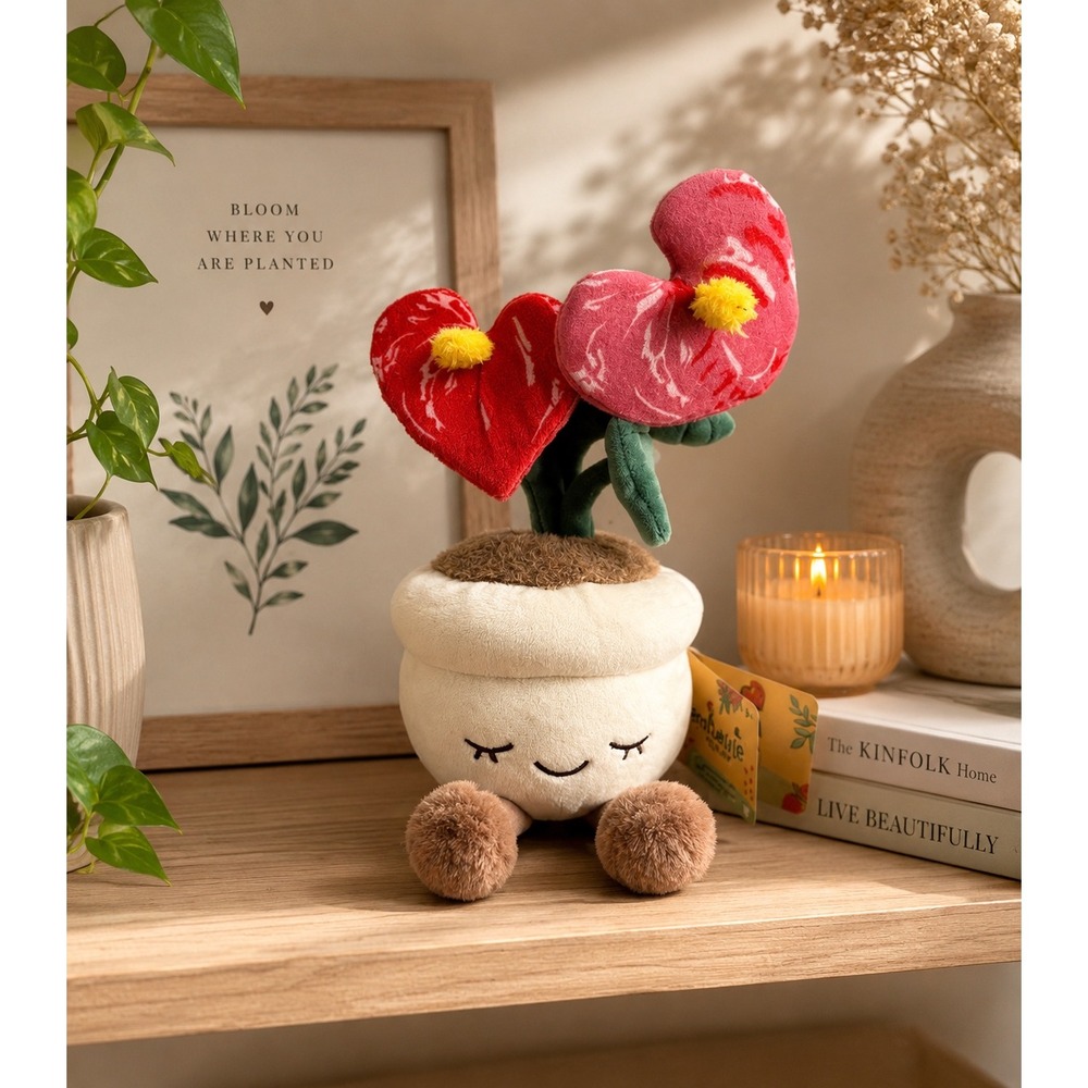 Greenhouse by Russ Anthurium Sol Flamingo Flower Heart Plush Potted Plant kawaii